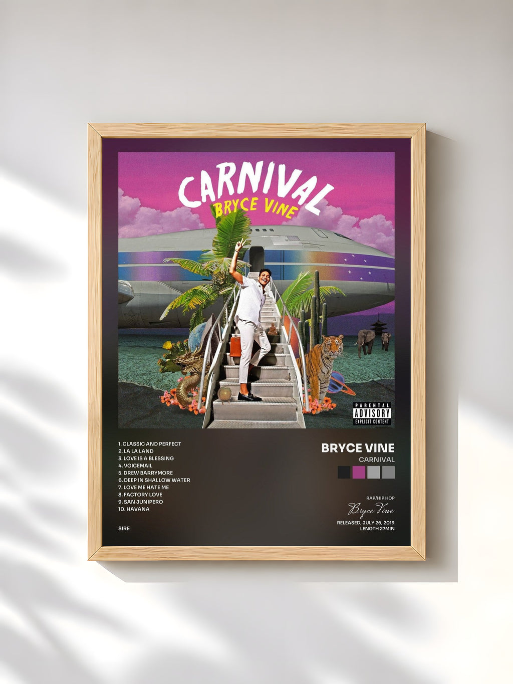 #bois Tableau de l'album Carnival de Bryce Vine, cadre en bois brut, imprimé et encadré en France