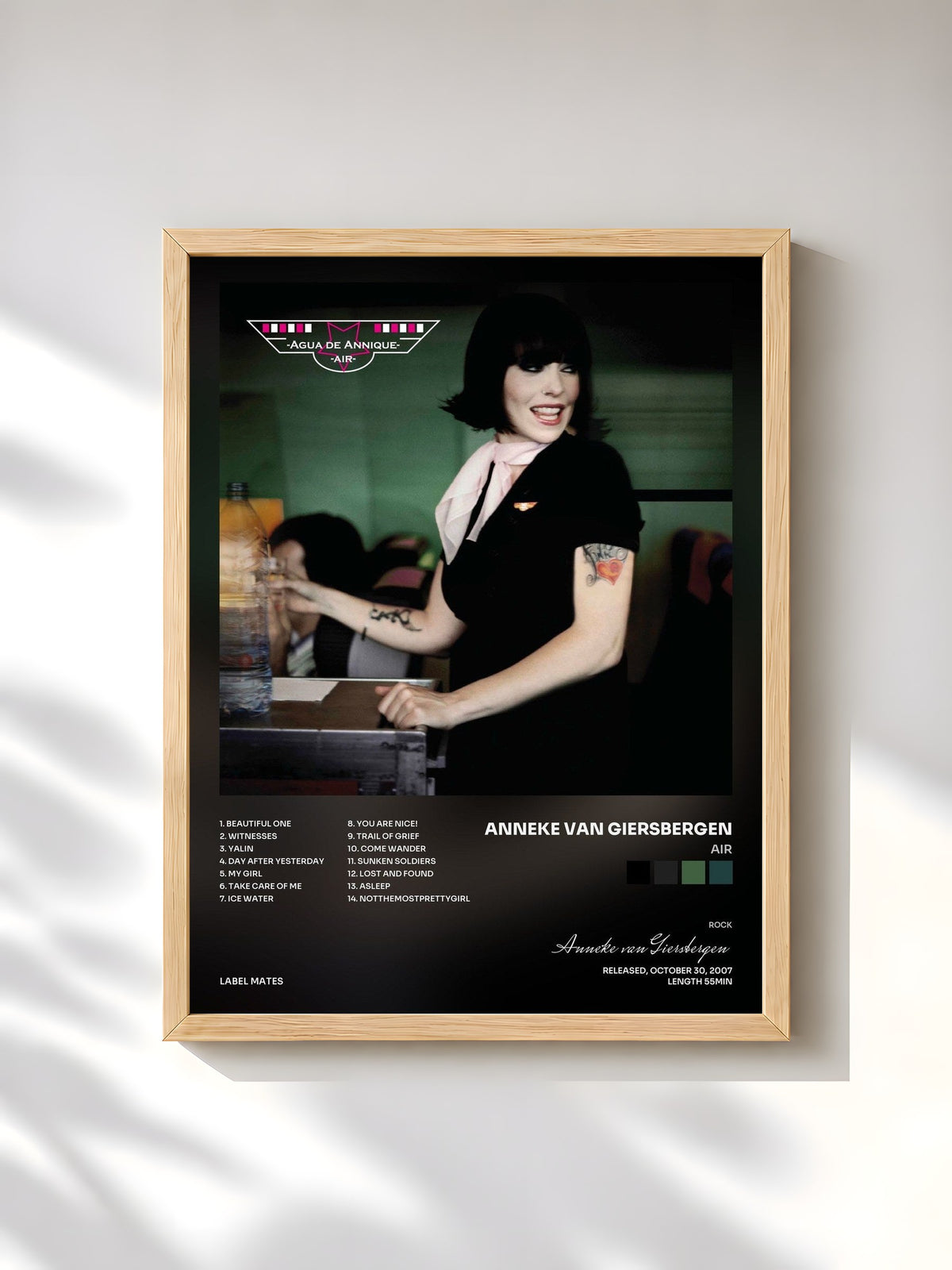 #bois Tableau de l'album Air de Anneke van Giersbergen, cadre en bois brut, imprimé et encadré en France