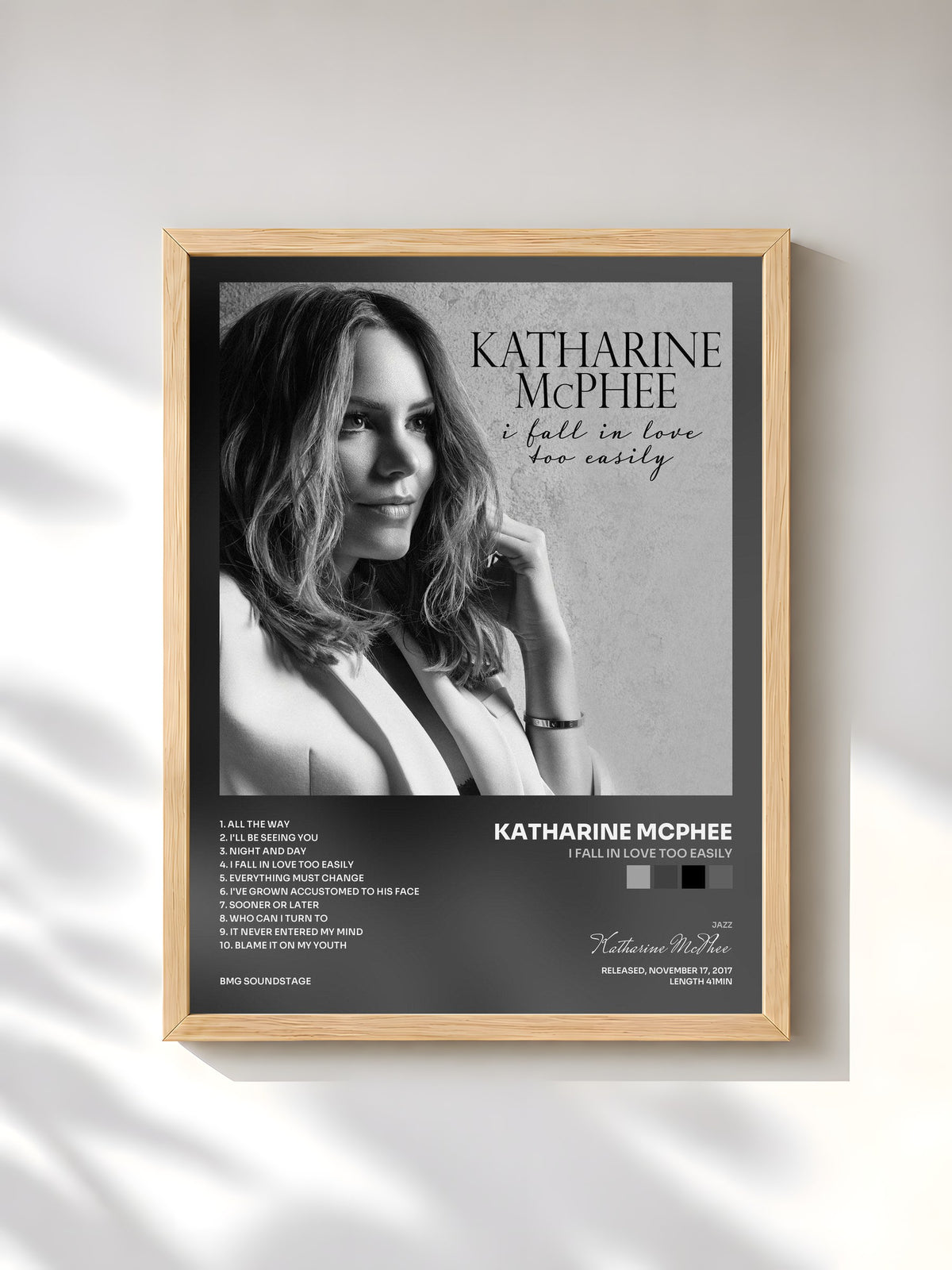 #bois Tableau de l'album I Fall in Love Too Easily de Katharine McPhee, cadre en bois brut, imprimé et encadré en France