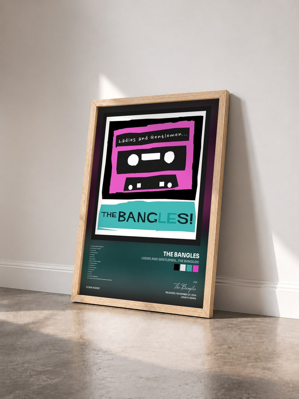 #bois Tableau de l'album Ladies and Gentlemen...The Bangles! de The Bangles vu de trois quarts, cadre en bois brut