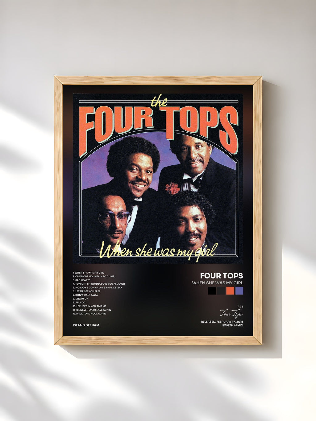 #bois Tableau de l'album When She Was My Girl de Four Tops, cadre en bois brut, imprimé et encadré en France