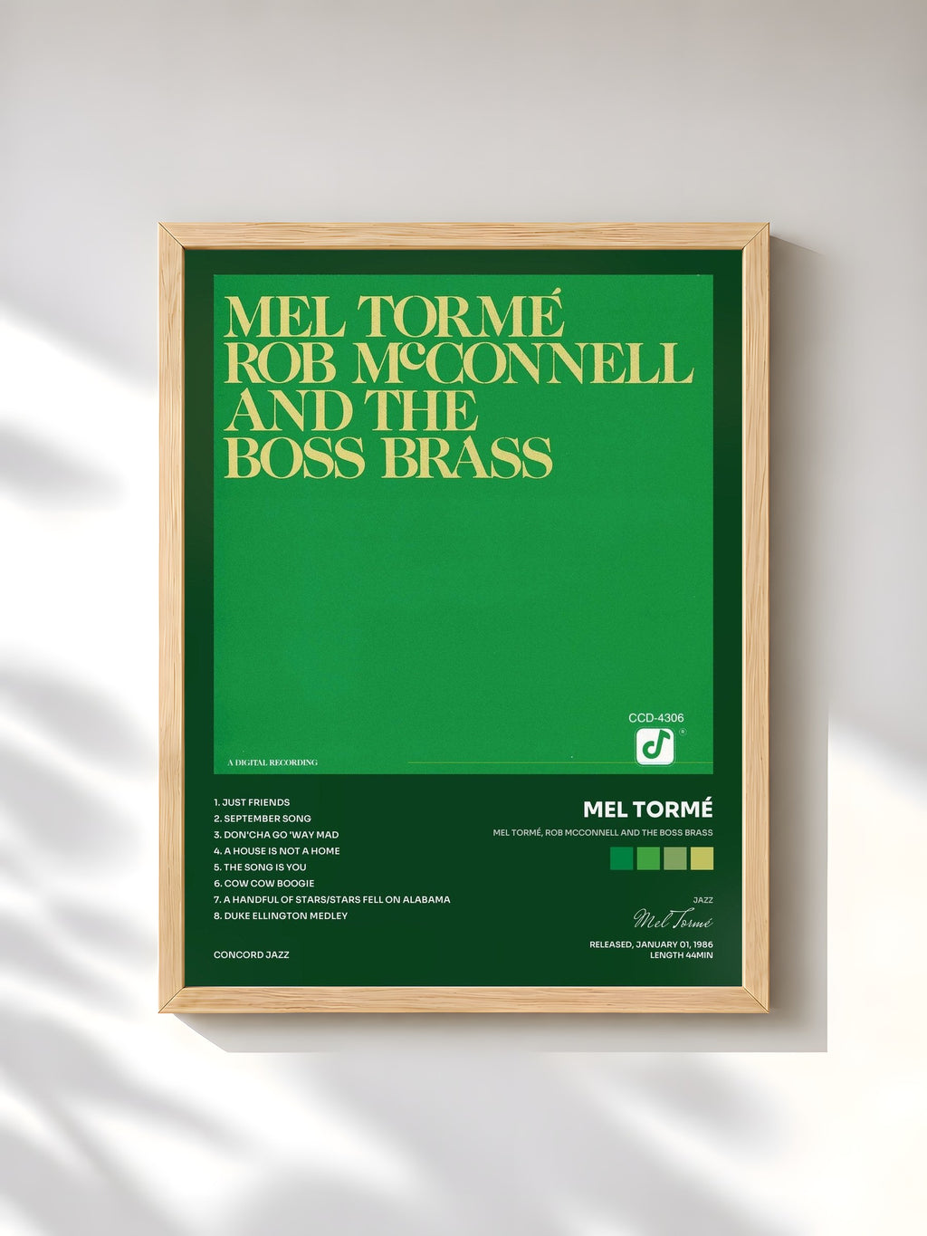 #bois Tableau de l'album Mel Tormé, Rob McConnell And The Boss Brass de Mel Tormé, cadre en bois brut, imprimé et encadré en France