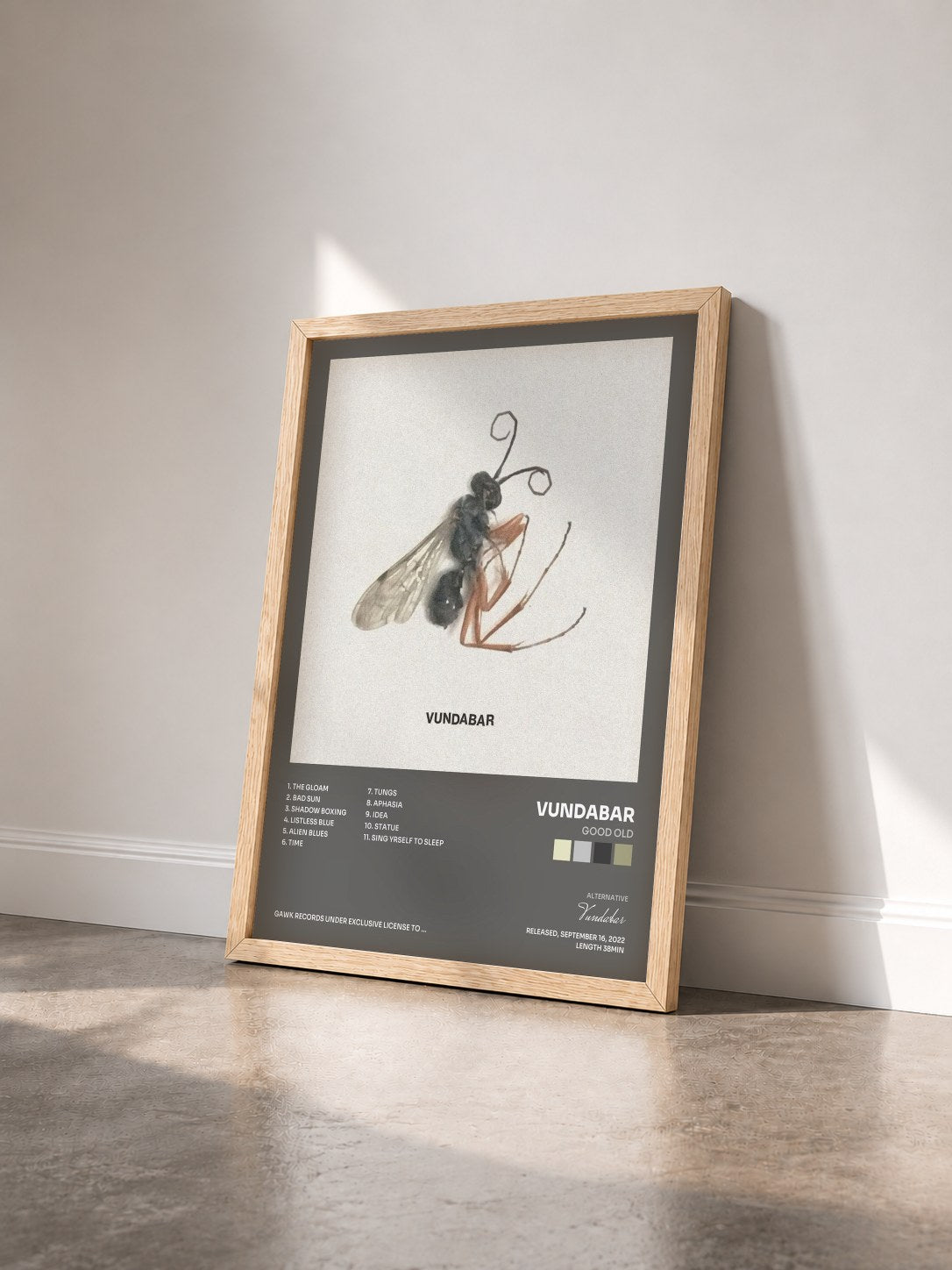 #bois Tableau de l'album Good Old de Vundabar vu de trois quarts, cadre en bois brut