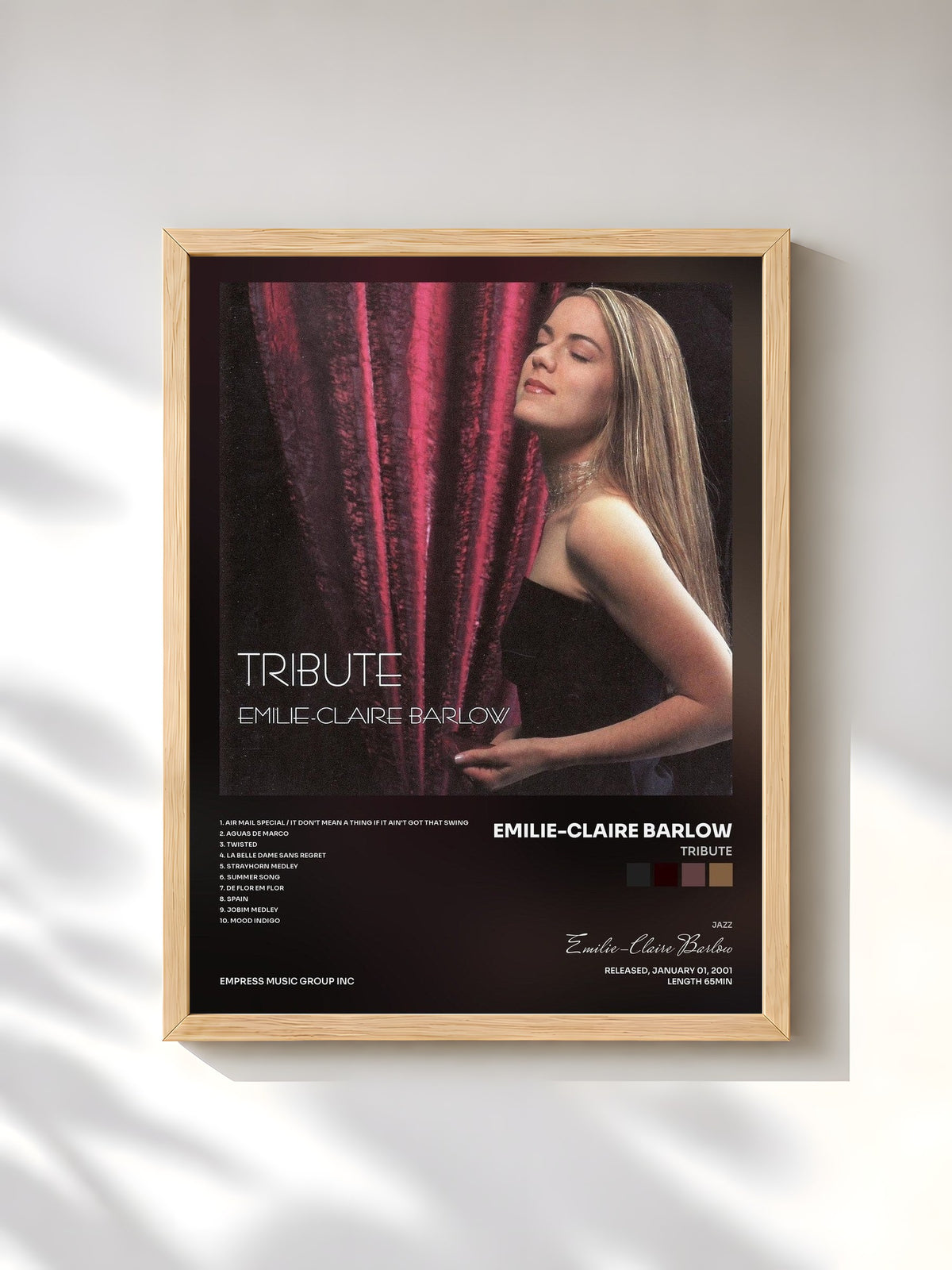 #bois Tableau de l'album Tribute de Emilie-Claire Barlow, cadre en bois brut, imprimé et encadré en France