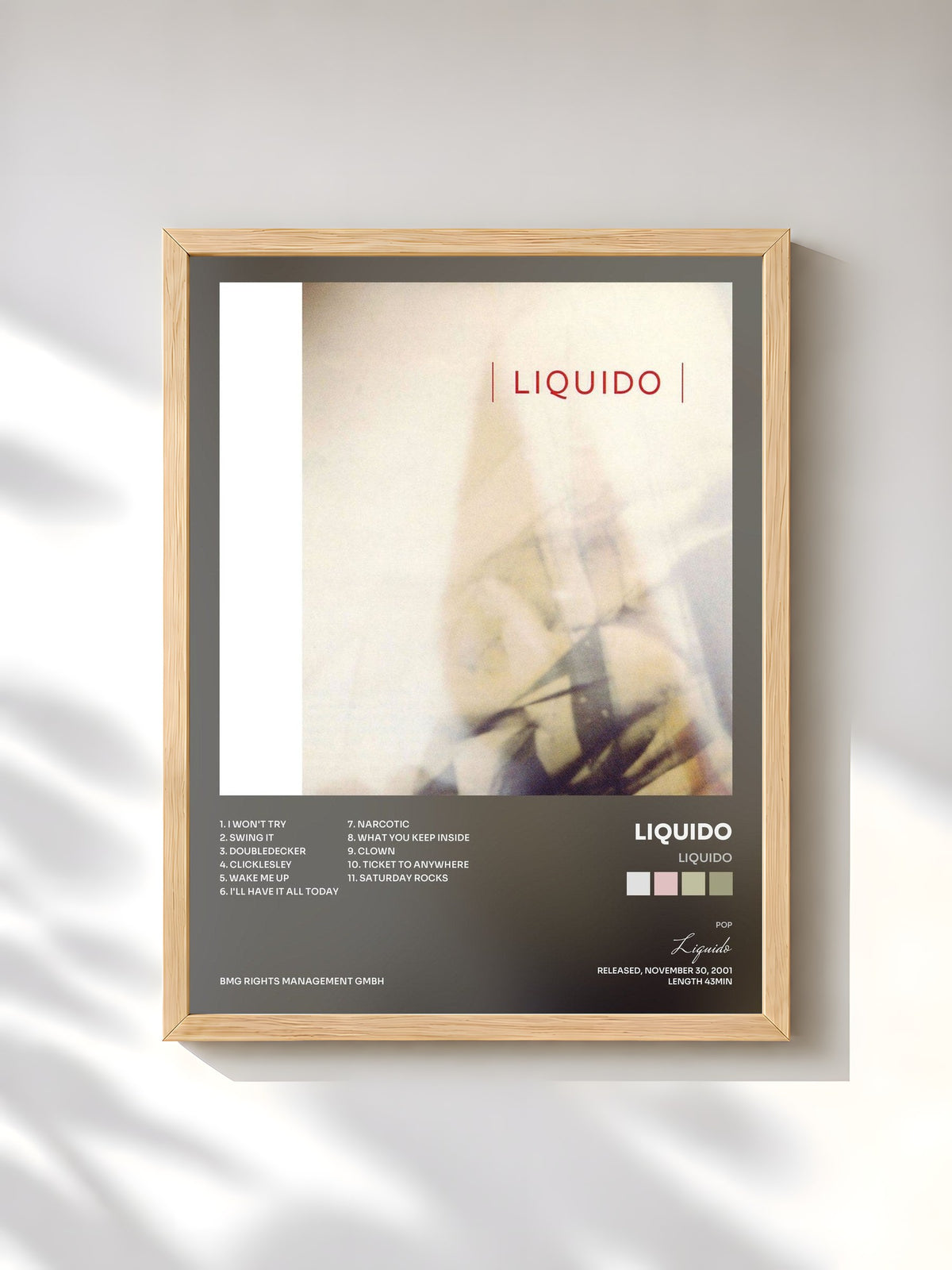 #bois Tableau de l'album Liquido de Liquido, cadre en bois brut, imprimé et encadré en France