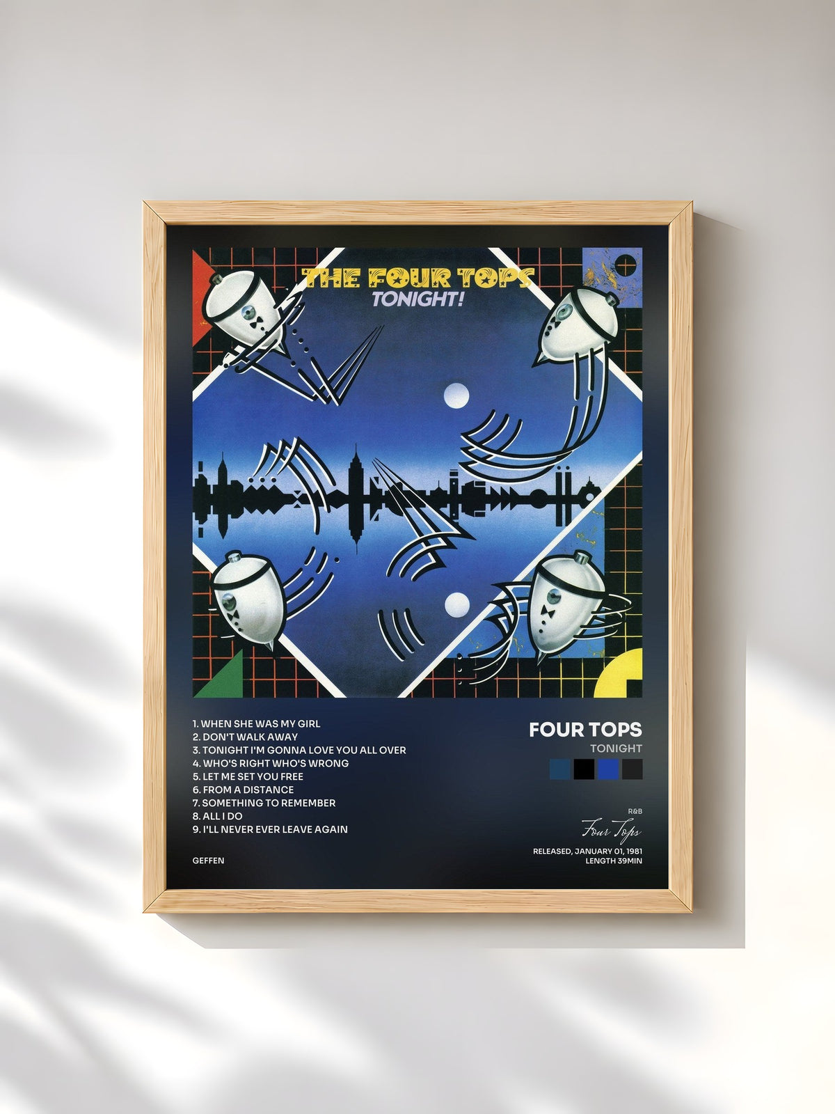 #bois Tableau de l'album Tonight de Four Tops, cadre en bois brut, imprimé et encadré en France