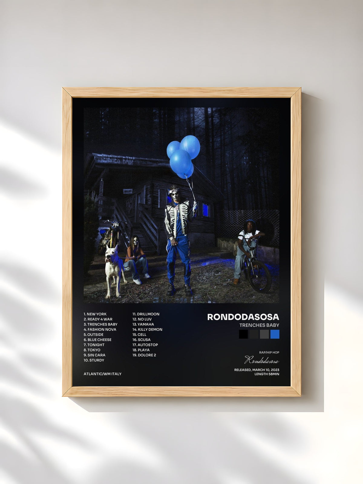#bois Tableau de l'album TRENCHES BABY de Rondodasosa, cadre en bois brut, imprimé et encadré en France