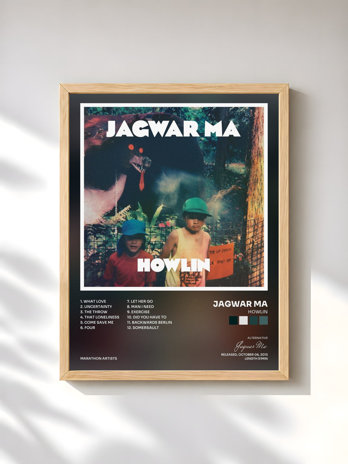 #bois Tableau de l'album Howlin de Jagwar Ma, cadre en bois brut, imprimé et encadré en France