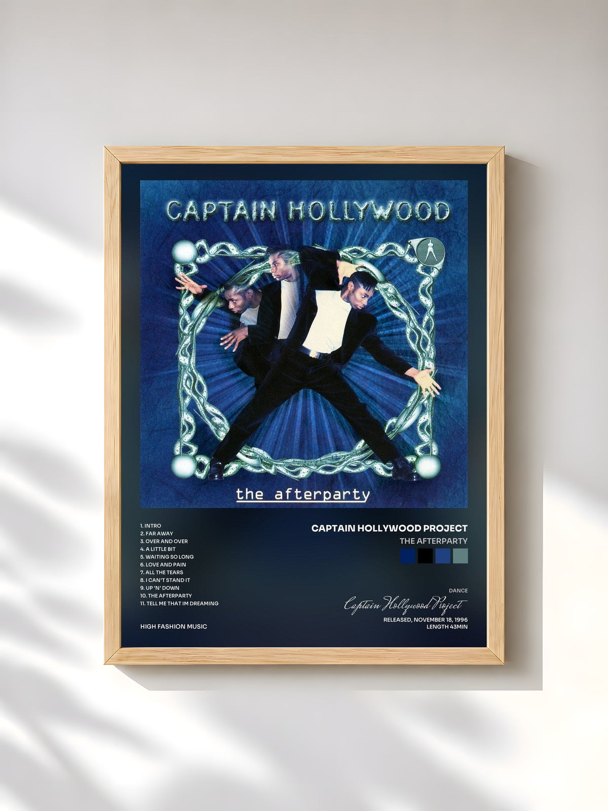 #bois Tableau de l'album The Afterparty de Captain Hollywood Project, cadre en bois brut, imprimé et encadré en France