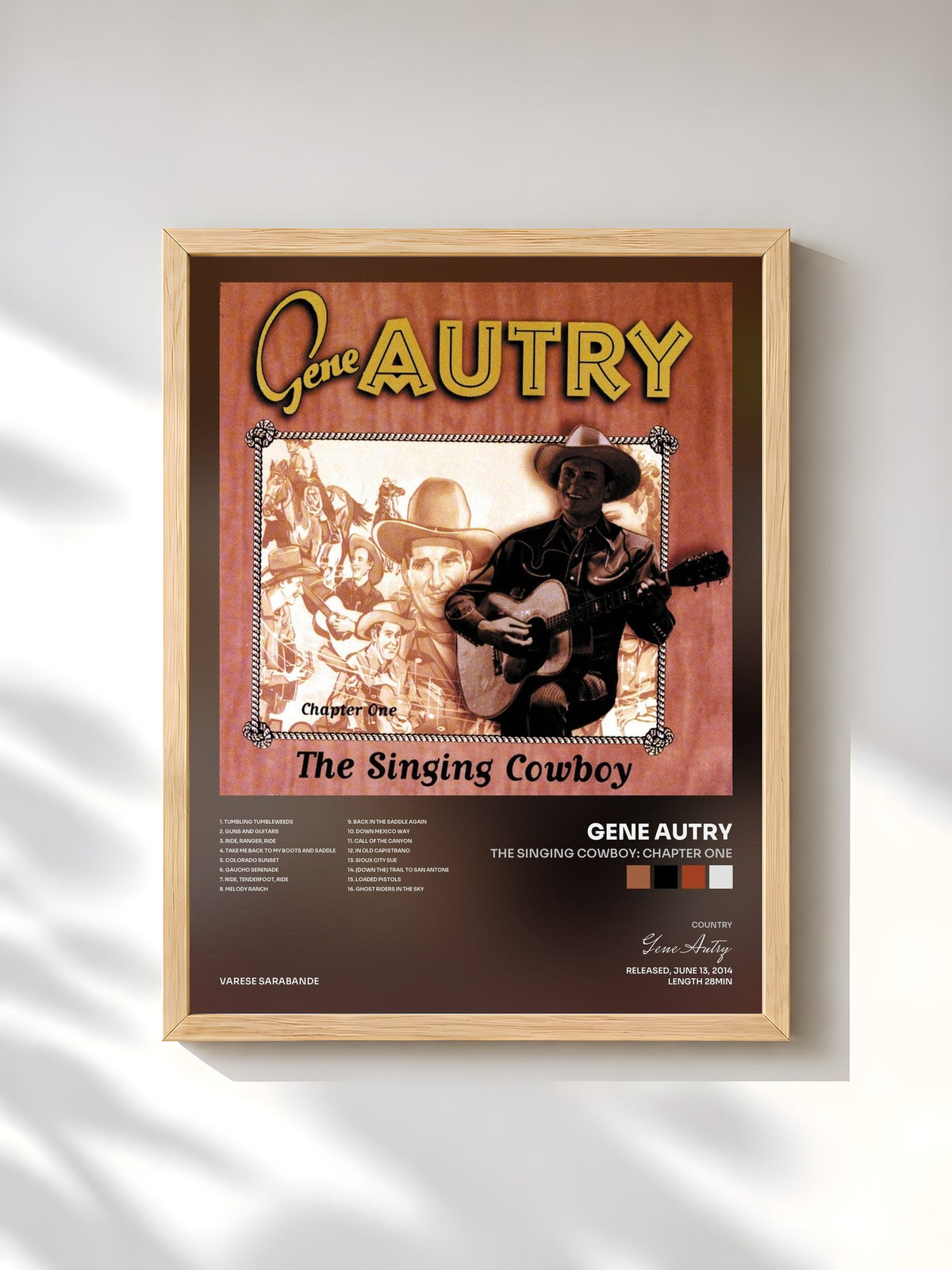 #bois Tableau de l'album The Singing Cowboy: Chapter One de Gene Autry, cadre en bois brut, imprimé et encadré en France