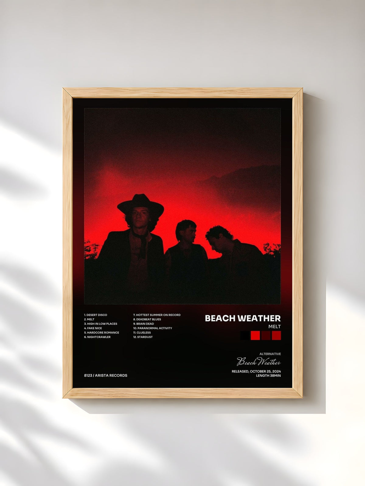 #bois Tableau de l'album Melt de Beach Weather, cadre en bois brut, imprimé et encadré en France