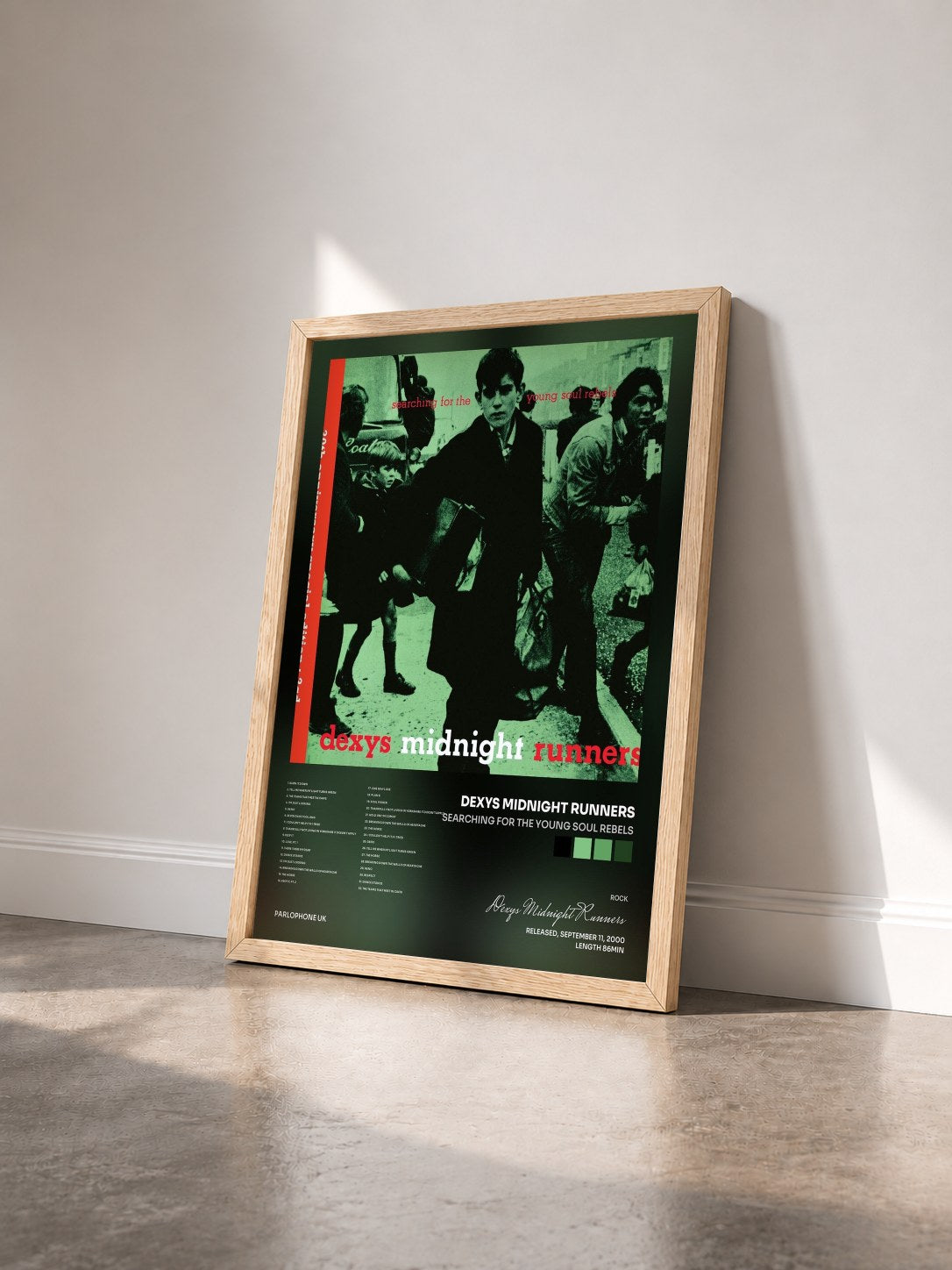 #bois Tableau de l'album Searching For The Young Soul Rebels de Dexys Midnight Runners vu de trois quarts, cadre en bois brut