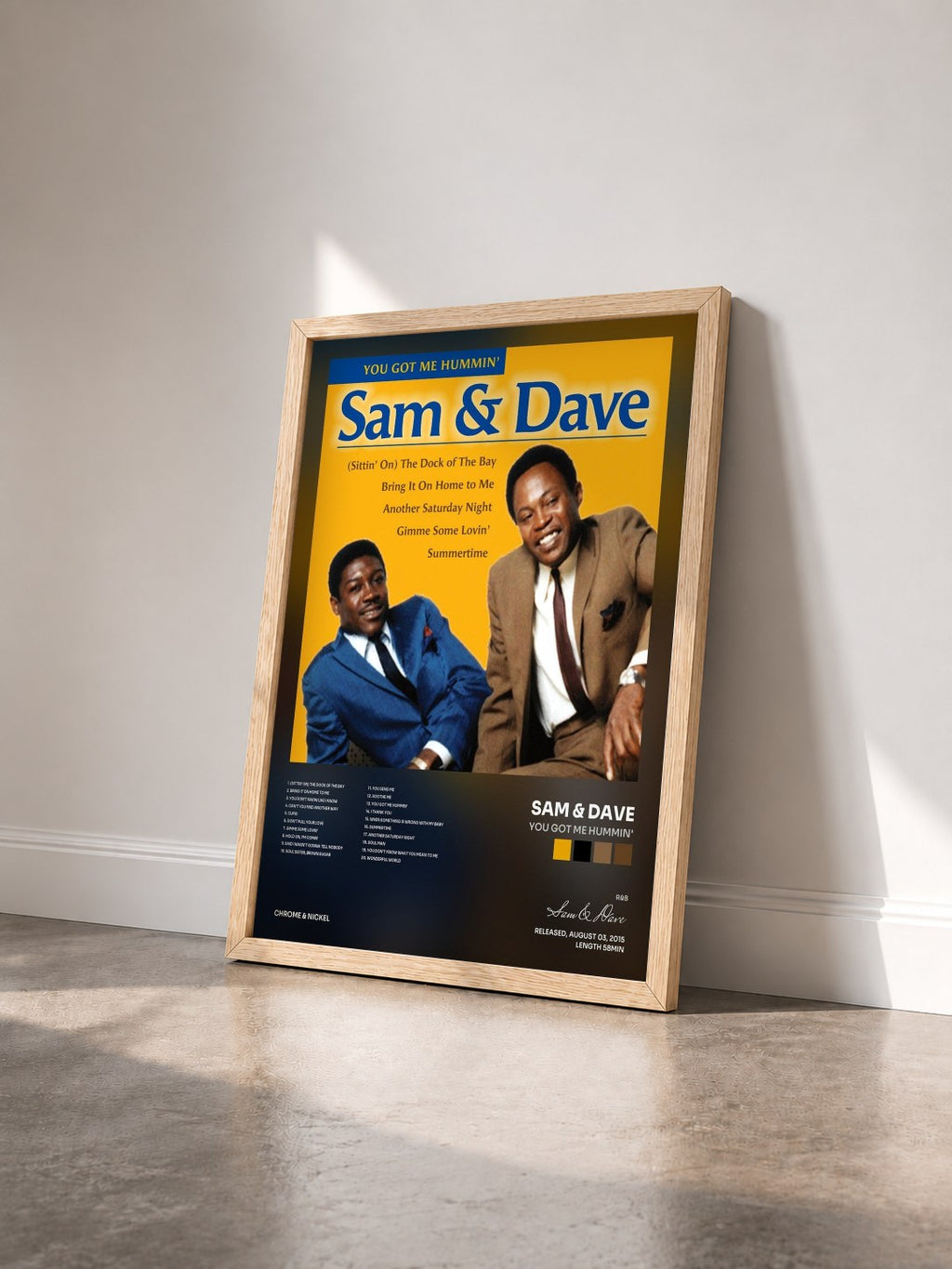 #bois Tableau de l'album You Got Me Hummin' de Sam & Dave vu de trois quarts, cadre en bois brut