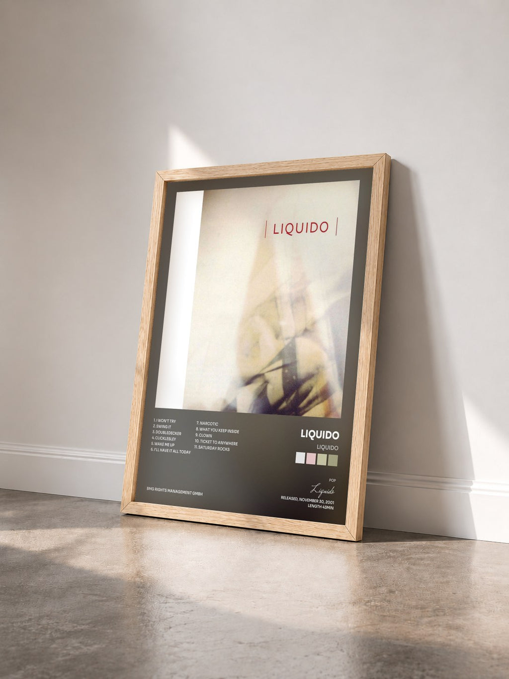 #bois Tableau de l'album Liquido de Liquido vu de trois quarts, cadre en bois brut