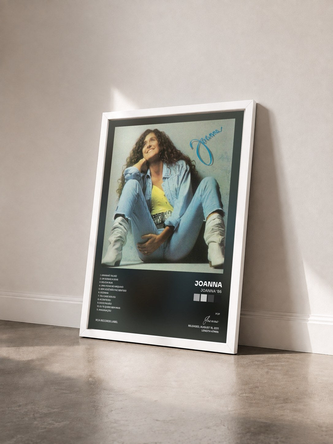 #blanc Tableau de l'album Joanna '86 de Joanna vu de trois quarts, cadre blanc