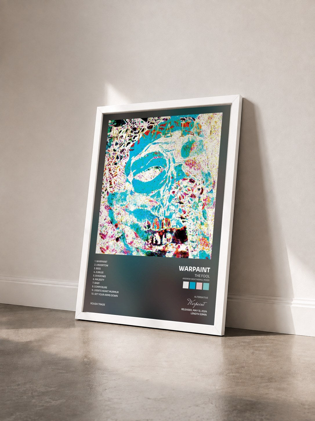 #blanc Tableau de l'album The Fool (Andrew Weatherall Mixes) de Warpaint vu de trois quarts, cadre blanc
