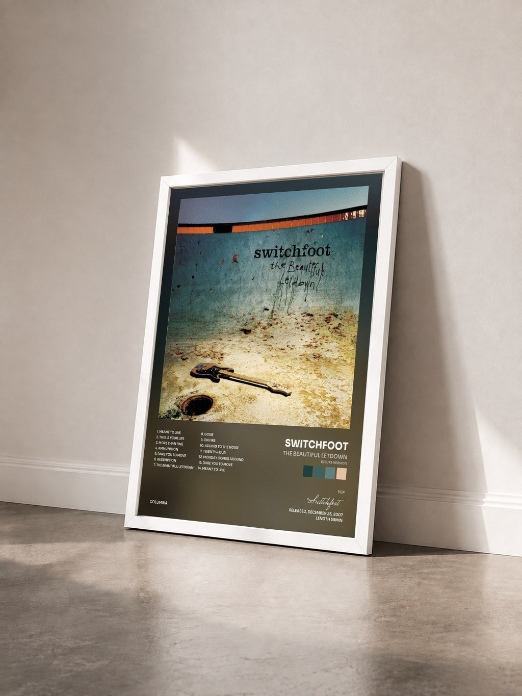 #blanc Tableau de l'album The Beautiful Letdown (Deluxe Version) de Switchfoot vu de trois quarts, cadre blanc