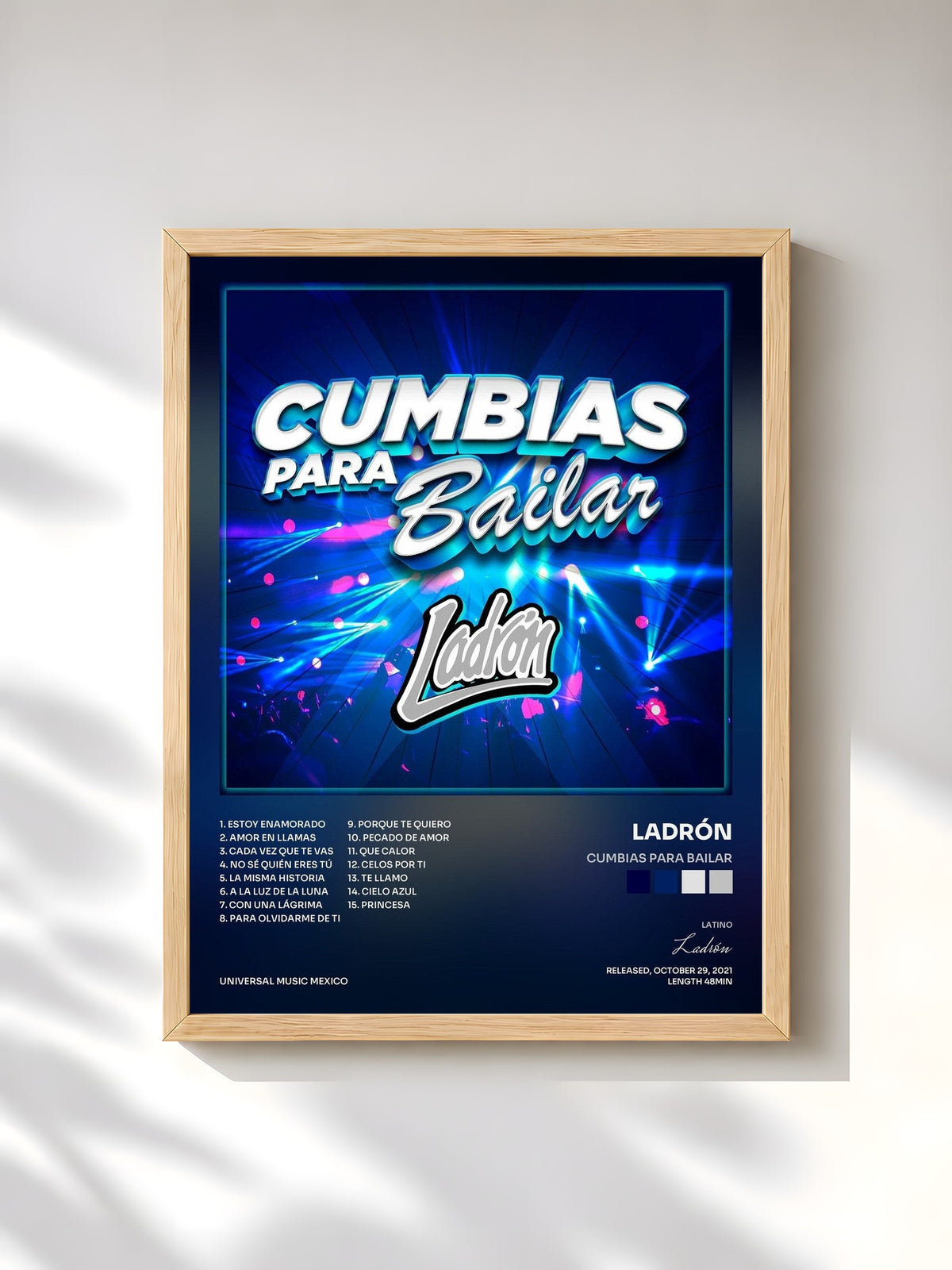 #bois Tableau de l'album Cumbias Para Bailar de Ladrón, cadre en bois brut, imprimé et encadré en France