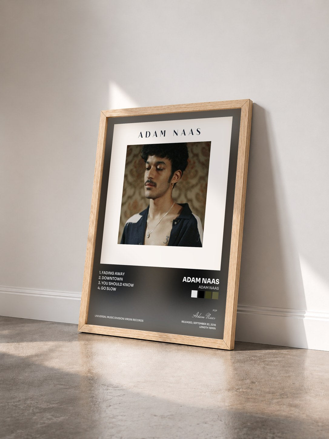 #bois Tableau de l'album Adam Naas de Adam Naas vu de trois quarts, cadre en bois brut