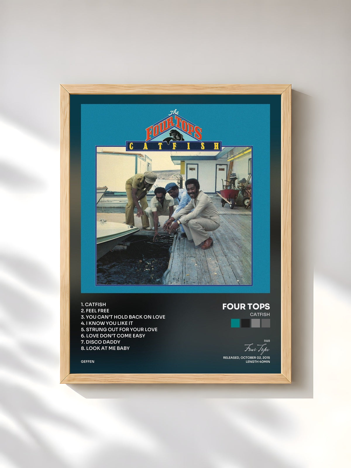 #bois Tableau de l'album Catfish de Four Tops, cadre en bois brut, imprimé et encadré en France