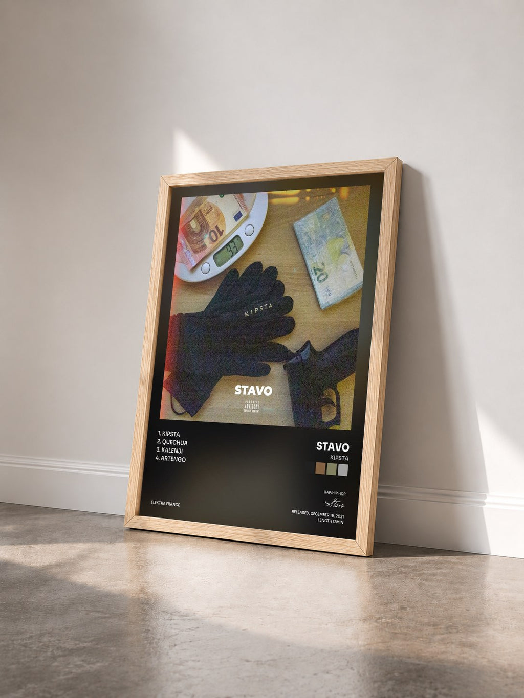 #bois Tableau de l'album Kipsta de Stavo vu de trois quarts, cadre en bois brut