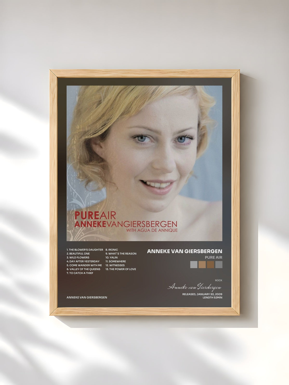 #bois Tableau de l'album Pure Air de Anneke van Giersbergen, cadre en bois brut, imprimé et encadré en France