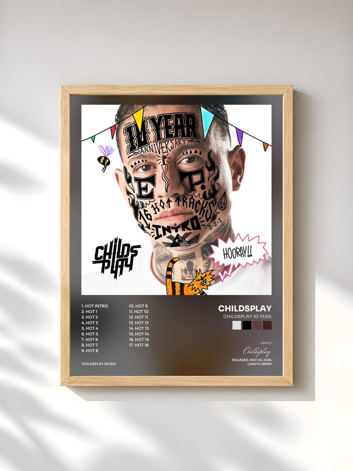 #bois Tableau de l'album ChildsPlay 10 Year de Childsplay, cadre en bois brut, imprimé et encadré en France