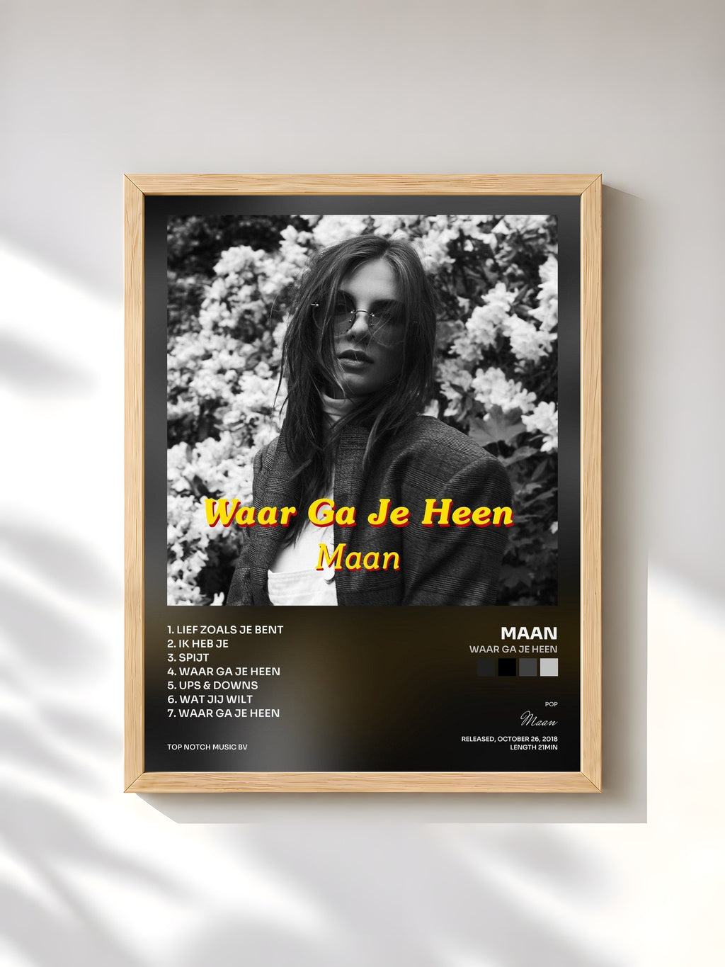 #bois Tableau de l'album Waar Ga Je Heen de Maan, cadre en bois brut, imprimé et encadré en France