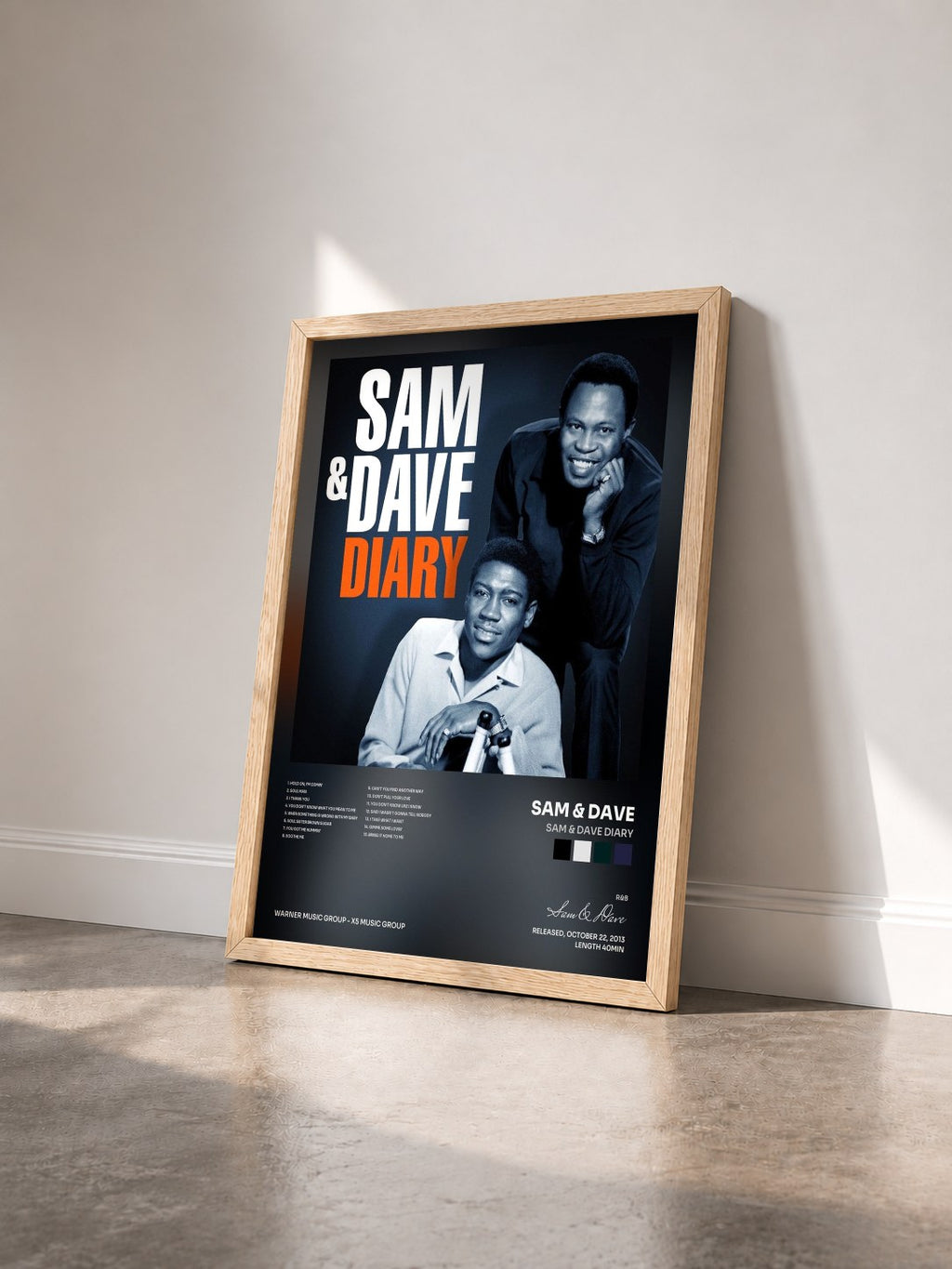 #bois Tableau de l'album Sam & Dave Diary de Sam & Dave vu de trois quarts, cadre en bois brut
