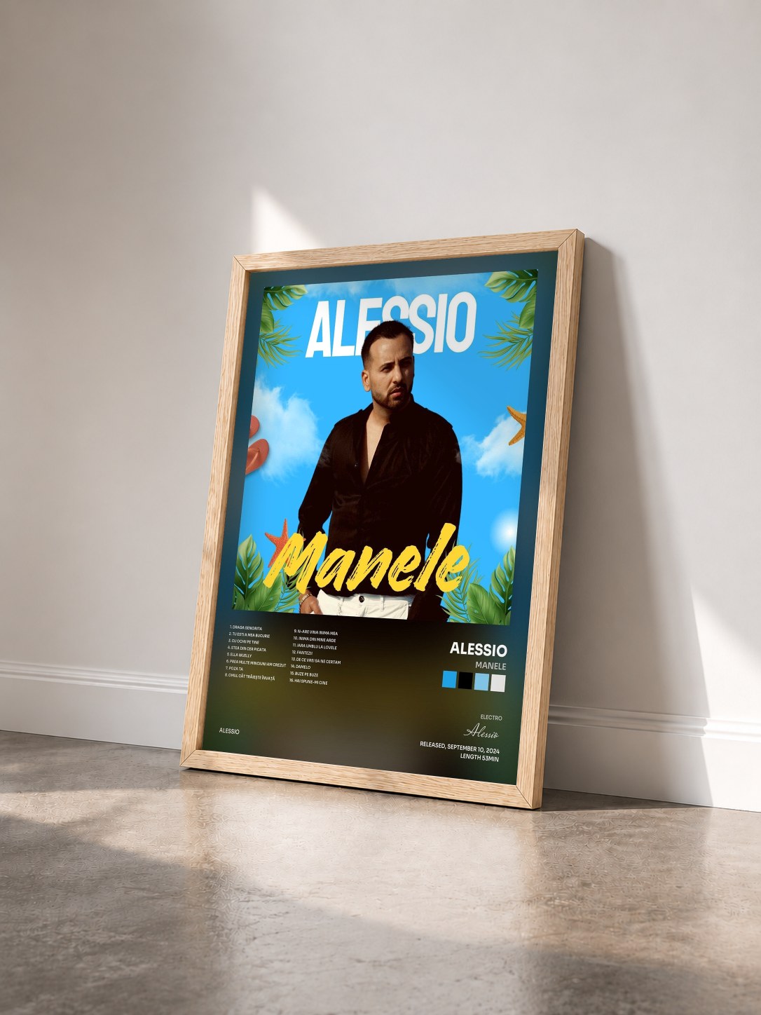 #bois Tableau de l'album Manele de Alessio vu de trois quarts, cadre en bois brut