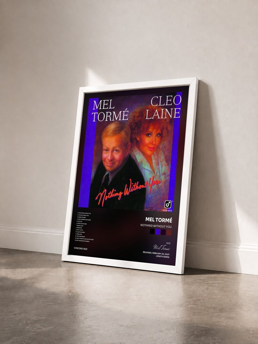 #blanc Tableau de l'album Nothing Without You de Mel Tormé vu de trois quarts, cadre blanc
