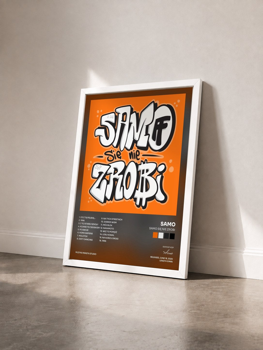#blanc Tableau de l'album SAMO SIĘ NIE ZROBI de Samo vu de trois quarts, cadre blanc