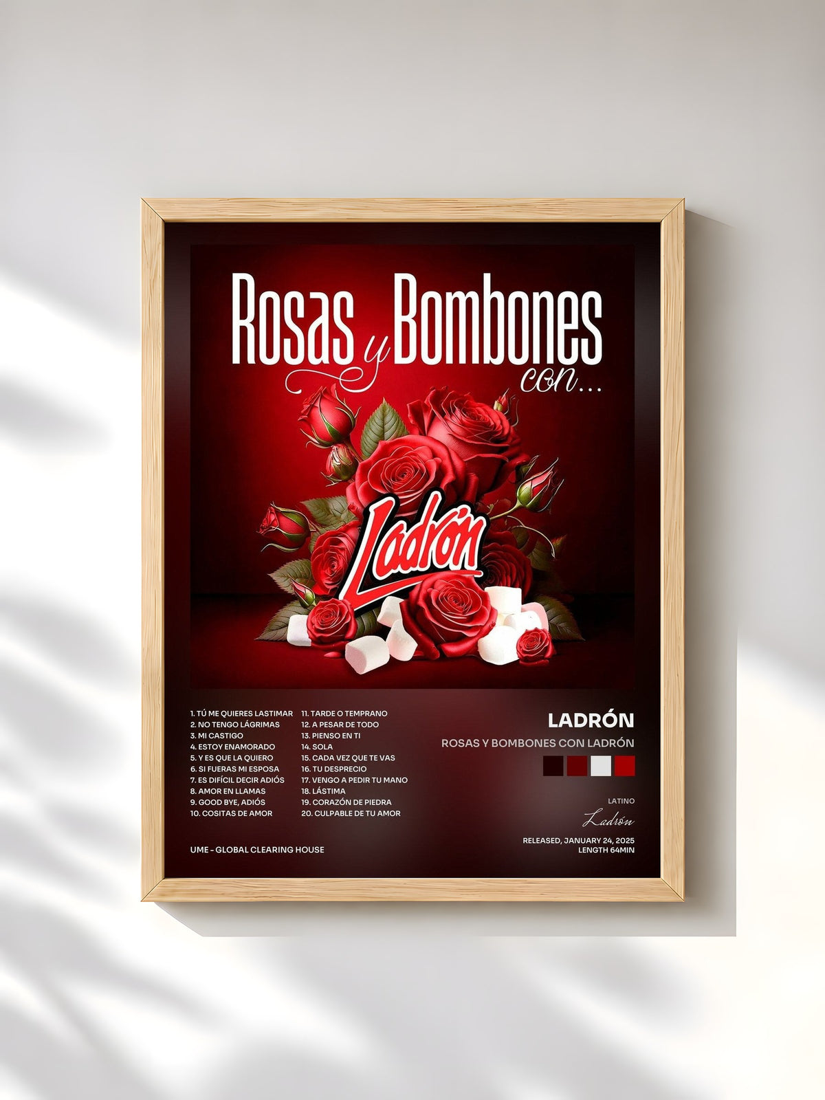 #bois Tableau de l'album Rosas Y Bombones Con Ladrón de Ladrón, cadre en bois brut, imprimé et encadré en France