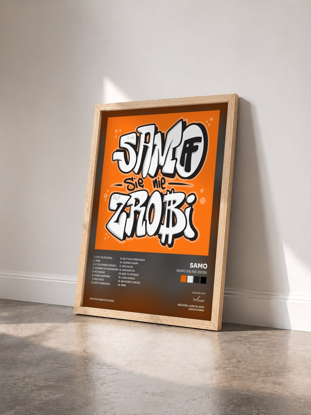 #bois Tableau de l'album SAMO SIĘ NIE ZROBI de Samo vu de trois quarts, cadre en bois brut