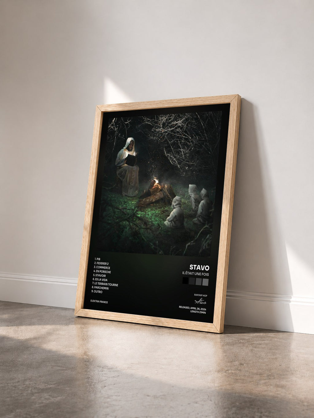 #bois Tableau de l'album Il était une fois de Stavo vu de trois quarts, cadre en bois brut
