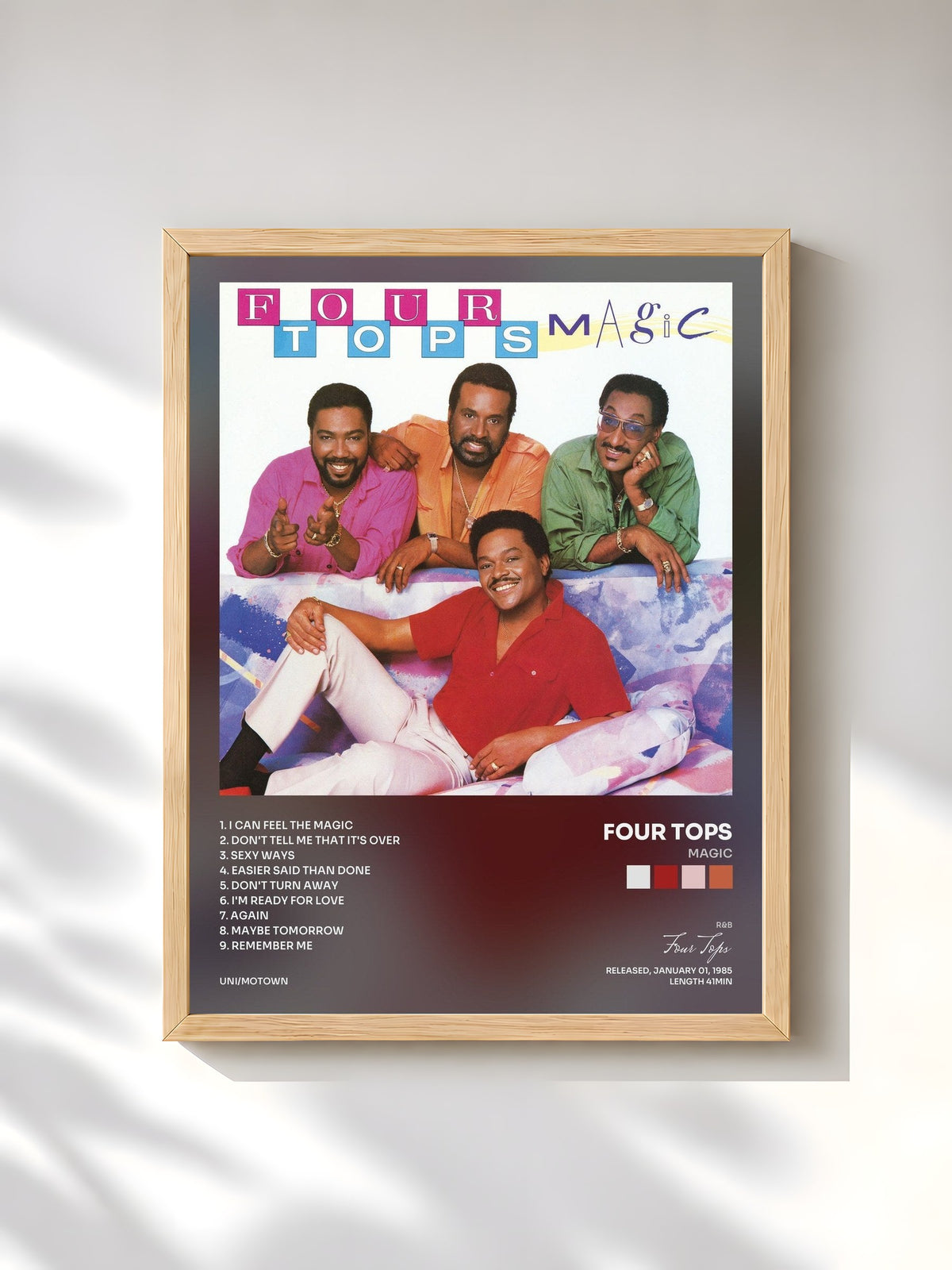 #bois Tableau de l'album Magic de Four Tops, cadre en bois brut, imprimé et encadré en France