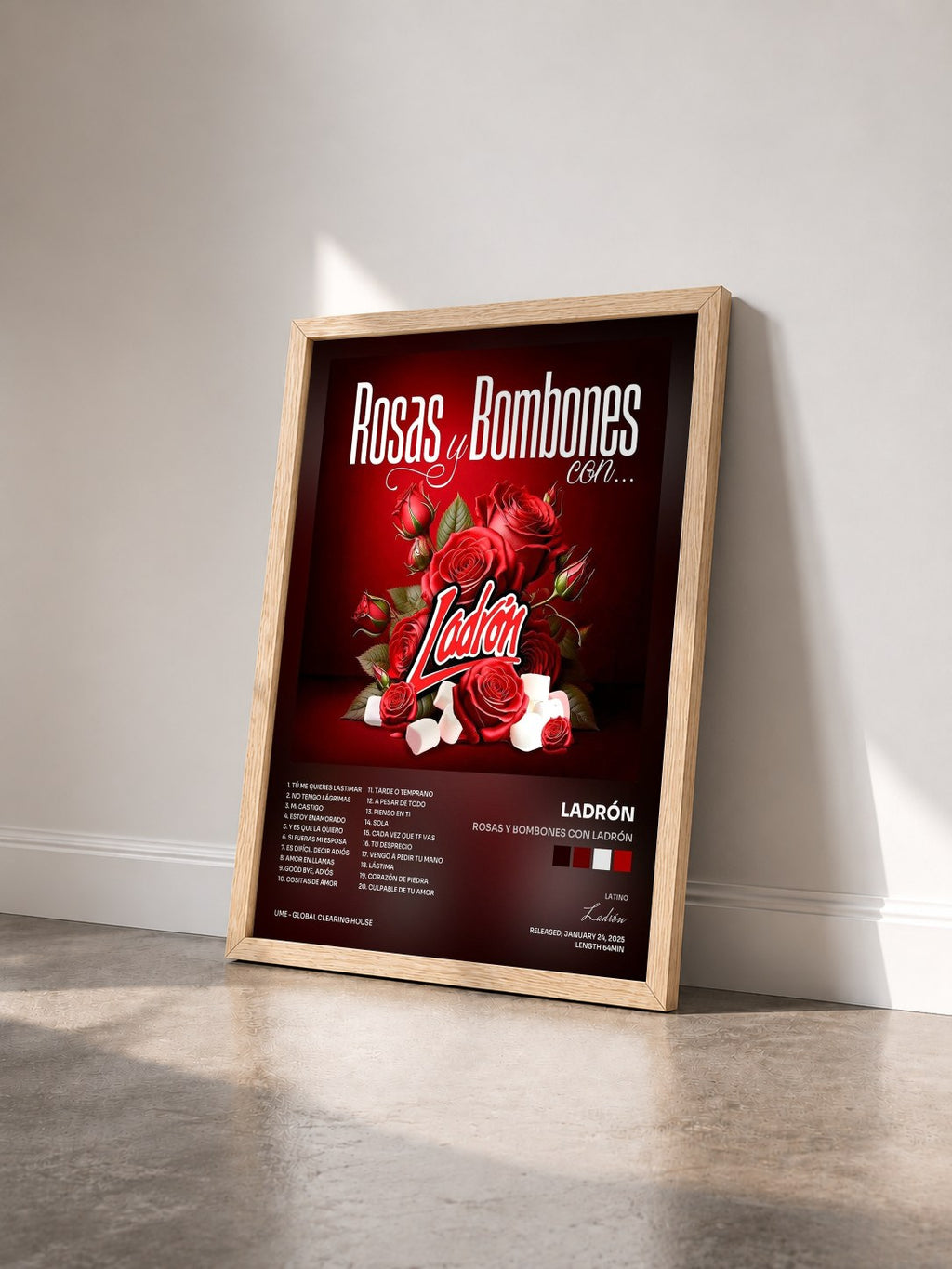 #bois Tableau de l'album Rosas Y Bombones Con Ladrón de Ladrón vu de trois quarts, cadre en bois brut