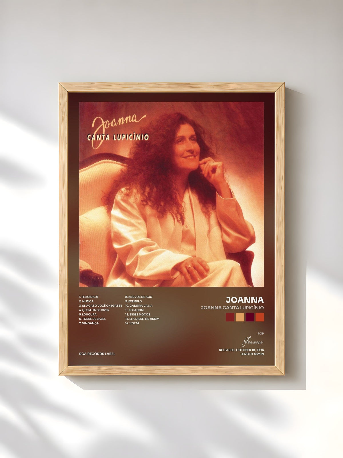 #bois Tableau de l'album Joanna Canta Lupicínio de Joanna, cadre en bois brut, imprimé et encadré en France