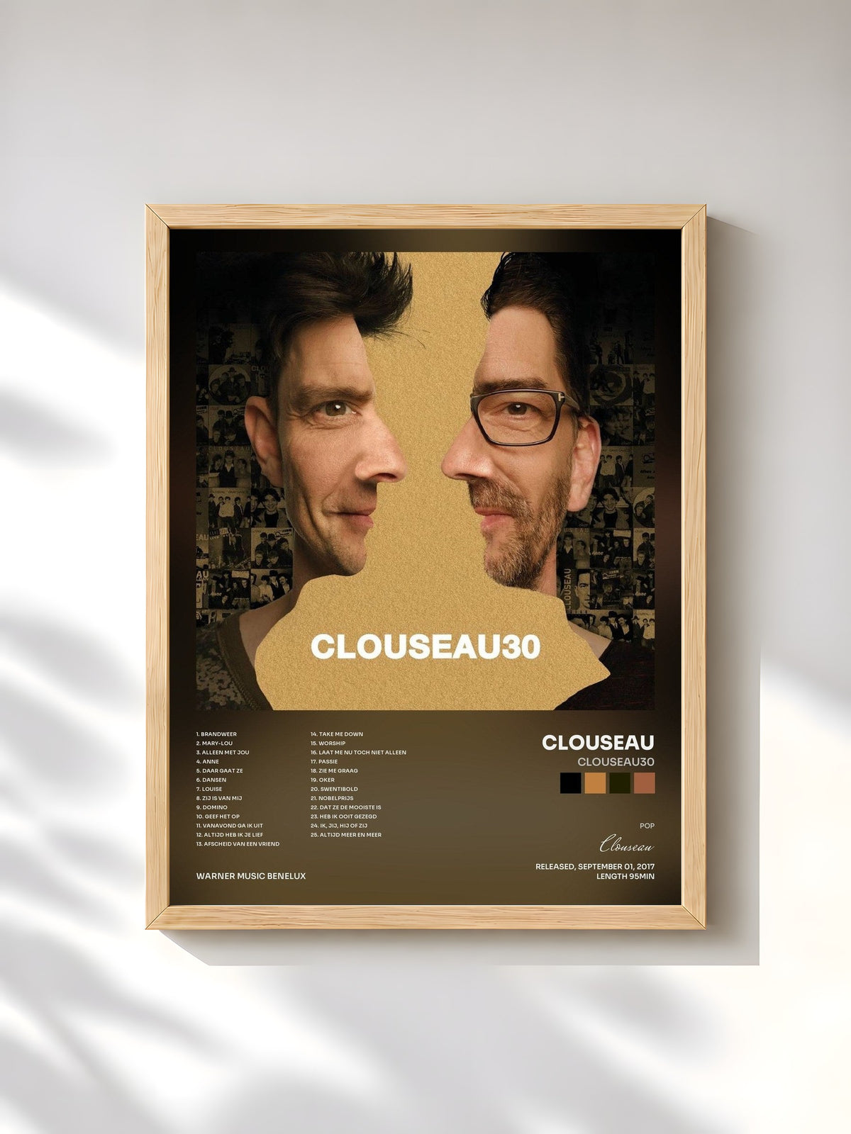 #bois Tableau de l'album Clouseau30 de Clouseau, cadre en bois brut, imprimé et encadré en France