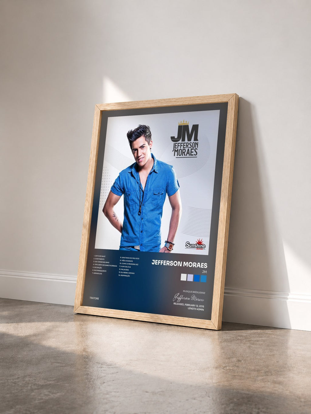 #bois Tableau de l'album Jm de Jefferson Moraes vu de trois quarts, cadre en bois brut