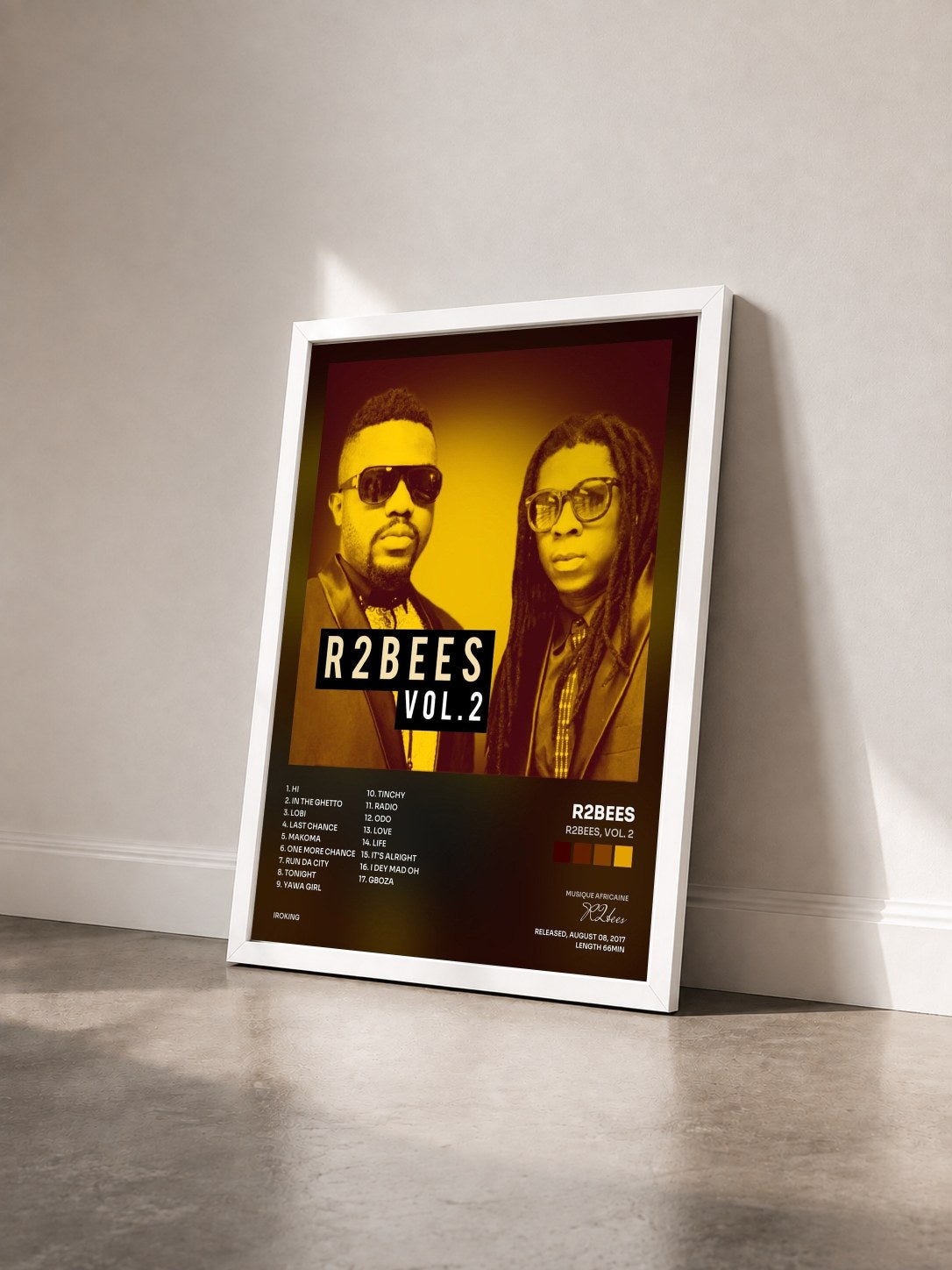 #blanc Tableau de l'album R2Bees, Vol. 2 de R2bees vu de trois quarts, cadre blanc