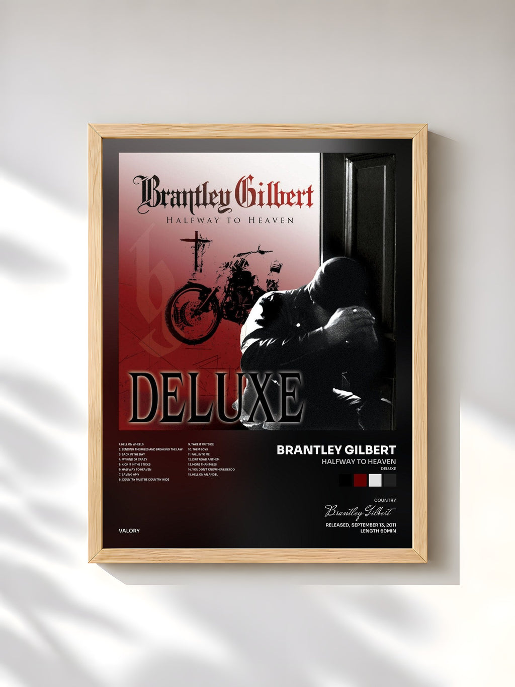 #bois Tableau de l'album Halfway To Heaven (Deluxe) de Brantley Gilbert, cadre en bois brut, imprimé et encadré en France