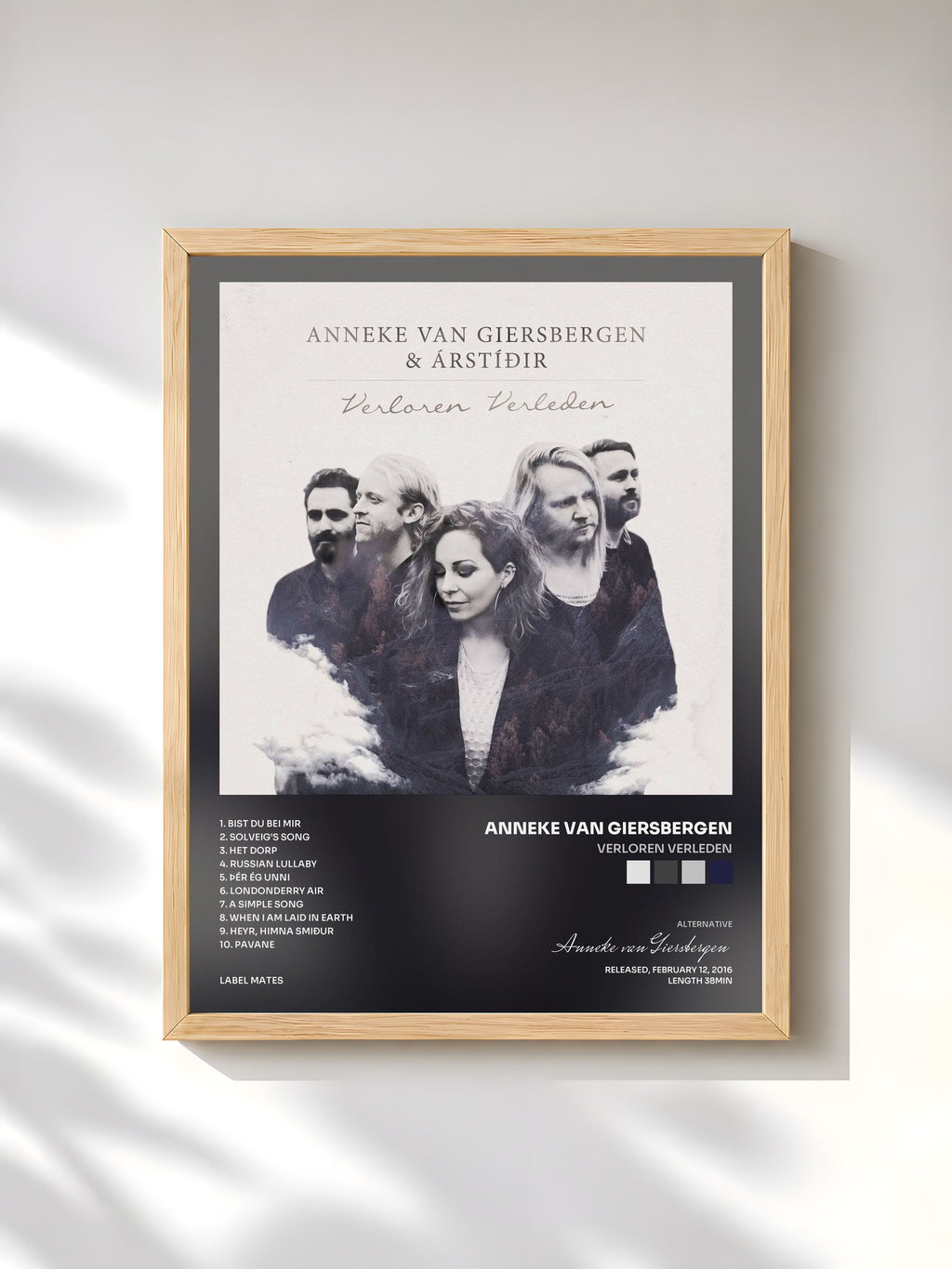 #bois Tableau de l'album Verloren Verleden de Anneke van Giersbergen, cadre en bois brut, imprimé et encadré en France