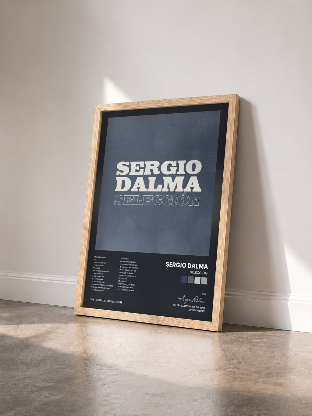 #bois Tableau de l'album Selección de Sergio Dalma vu de trois quarts, cadre en bois brut