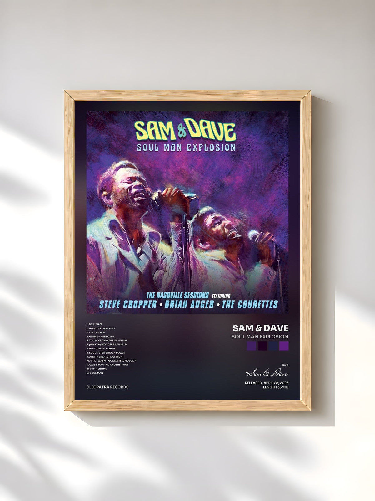 #bois Tableau de l'album Soul Man Explosion de Sam & Dave, cadre en bois brut, imprimé et encadré en France