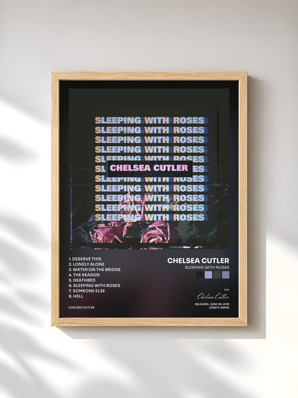 #bois Tableau de l'album Sleeping with Roses de Chelsea Cutler, cadre en bois brut, imprimé et encadré en France