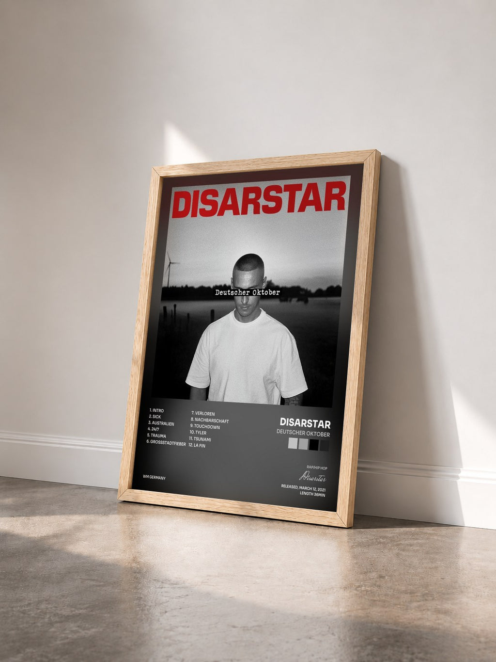 #bois Tableau de l'album Deutscher Oktober de Disarstar vu de trois quarts, cadre en bois brut