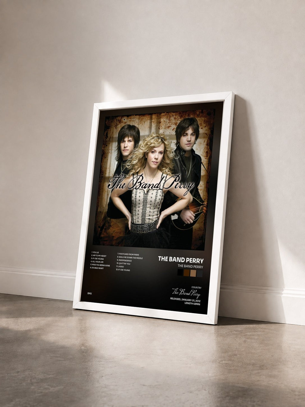 #blanc Tableau de l'album The Band Perry de The Band Perry vu de trois quarts, cadre blanc