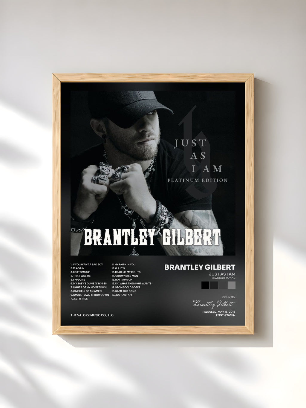 #bois Tableau de l'album Just As I Am (Platinum Edition) de Brantley Gilbert, cadre en bois brut, imprimé et encadré en France