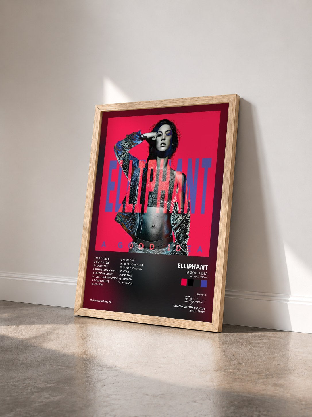 #bois Tableau de l'album A Good Idea (Ultimate Edition) de Elliphant vu de trois quarts, cadre en bois brut